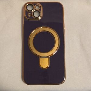 Gold and Purple iPhone Case with Magnetic Ring Mount